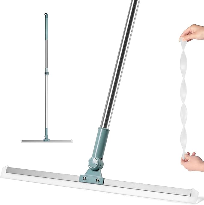 3 in 1 Magic Broom Silicon Floor Wiper Heavy Duty, Durable & Efficient Floor Cleaning Tool Stainless Steel Extendable Handle Bathroom and Kitchen Squeegee Wiper