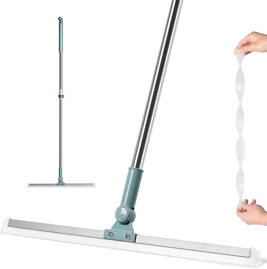 3 in 1 Magic Broom Silicon Floor Wiper Heavy Duty, Durable & Efficient Floor Cleaning Tool Stainless Steel Extendable Handle Bathroom and Kitchen Squeegee Wiper