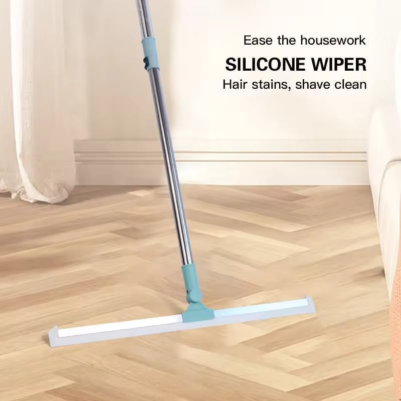 3 in 1 Magic Broom Silicon Floor Wiper Heavy Duty, Durable & Efficient Floor Cleaning Tool Stainless Steel Extendable Handle Bathroom and Kitchen Squeegee Wiper
