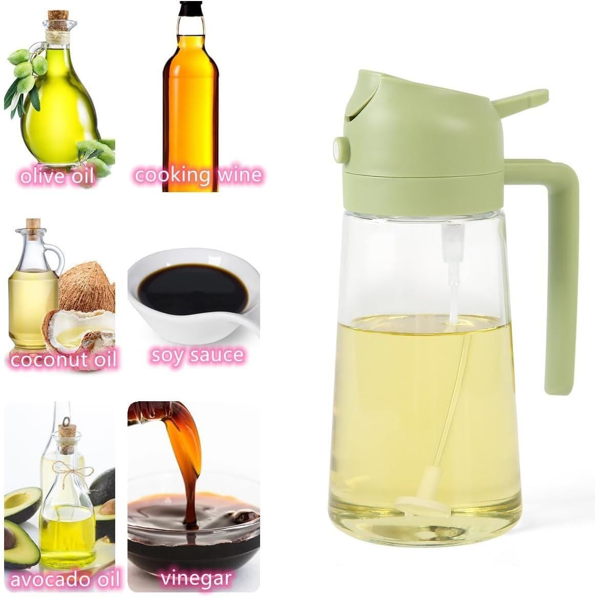 Vamor Oil Dispenser & Mist Spray Bottle, Cooking/Baking Tool & Accessories, Leakproof Seasoning Bottle, Cooking Oil Container 500ml Multicolor(Pack of 1)