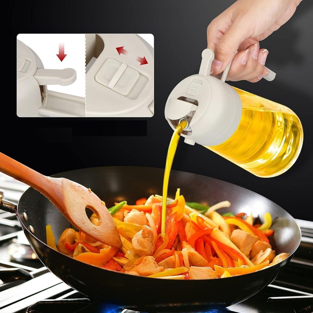 Vamor Oil Dispenser & Mist Spray Bottle, Cooking/Baking Tool & Accessories, Leakproof Seasoning Bottle, Cooking Oil Container 500ml Multicolor(Pack of 1)